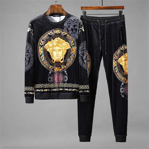 versace men gray black white sweater|velvet tracksuit men's Versace.